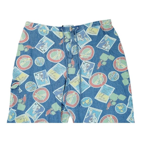 Vintage 1990s Sag Harbor Sport Travel‎ Print Denim Pants Size XL 100% Cotton - Picture 3 of 7
